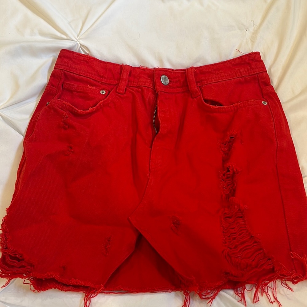 Zara Red ripped skirt